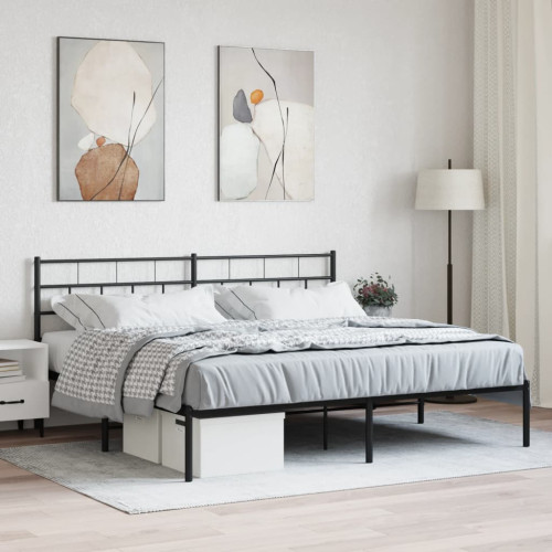 vidaXL Sängram med huvudgavel metall svart 183x213 cm