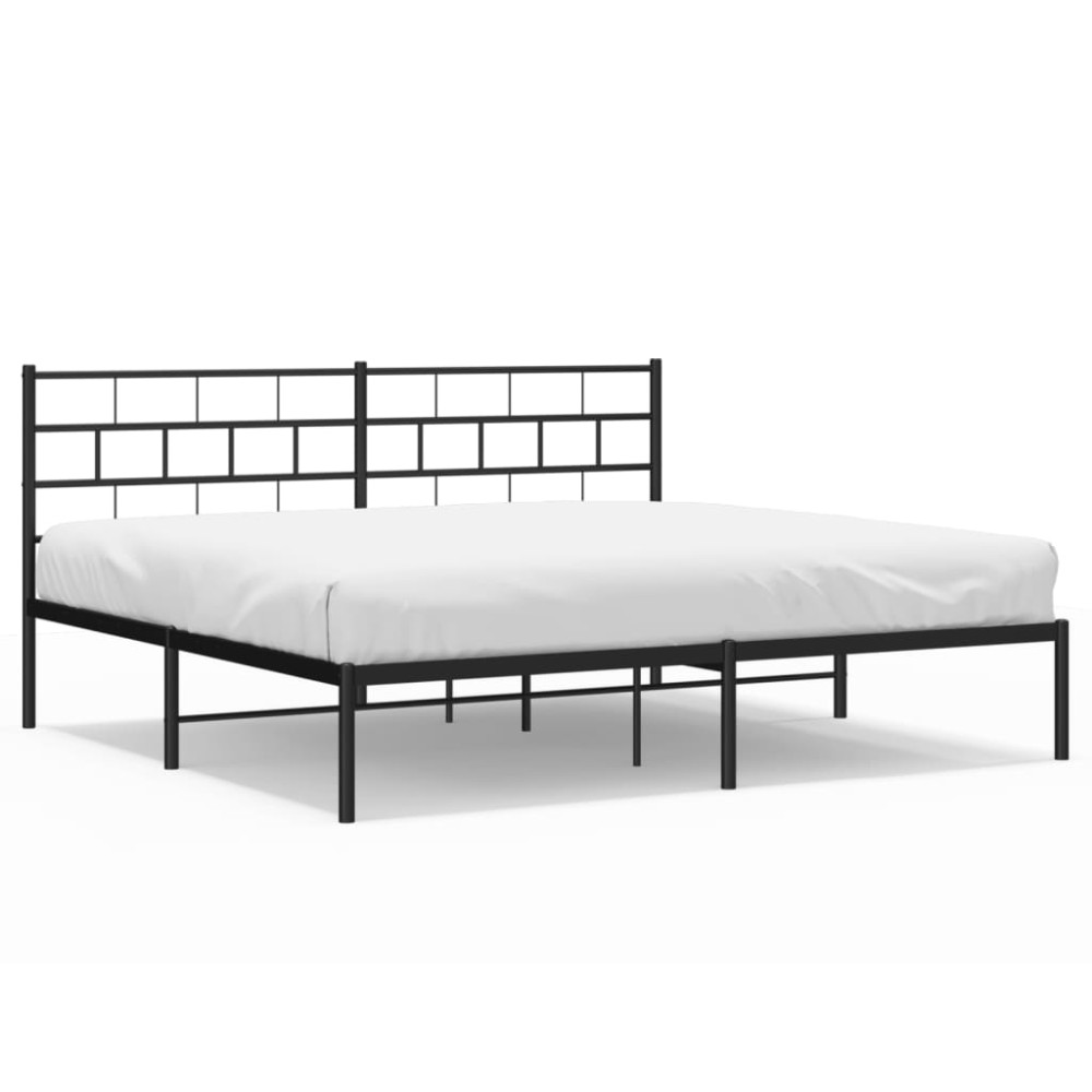 Produktbild för Sängram med huvudgavel metall svart 183x213 cm