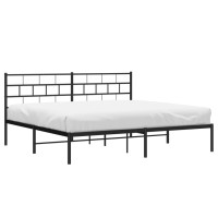 Produktbild för Sängram med huvudgavel metall svart 183x213 cm