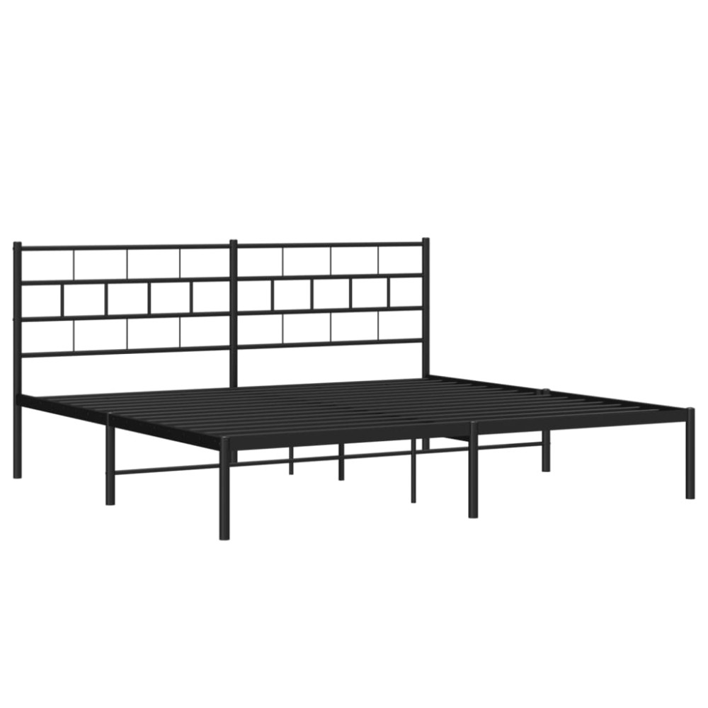 Produktbild för Sängram med huvudgavel metall svart 183x213 cm