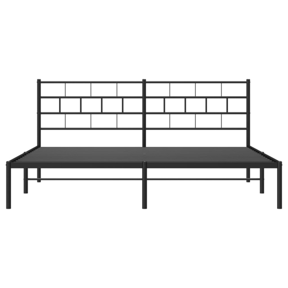 Produktbild för Sängram med huvudgavel metall svart 183x213 cm