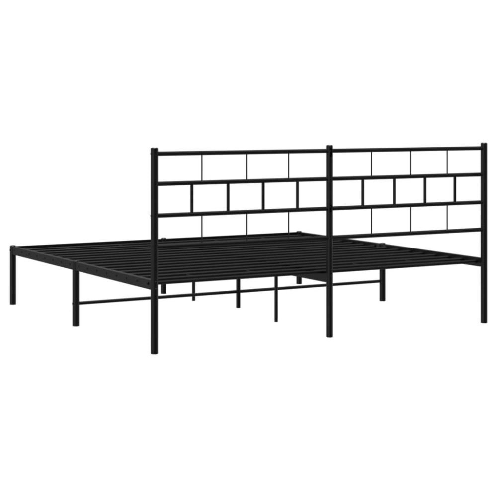 Produktbild för Sängram med huvudgavel metall svart 183x213 cm