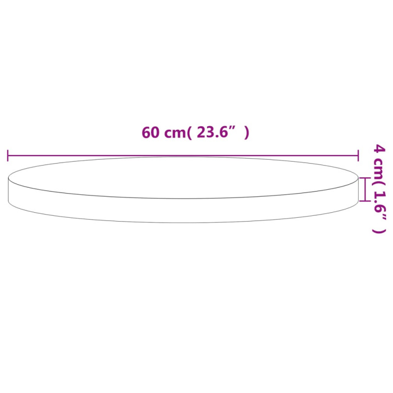 Produktbild för Bordsskiva Ø60x4 cm rund massivt bokträ