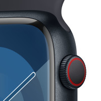 Produktbild för Apple Watch Series 9 (GPS + Cellular) - midnattsaluminium - smart klocka med sportband - midnatt - 64 GB