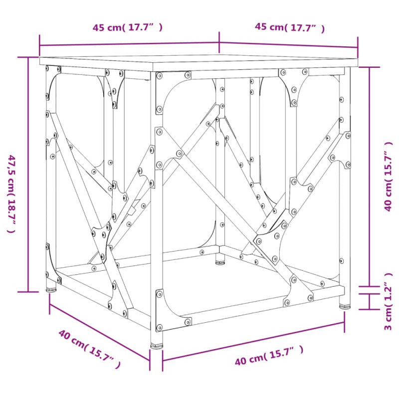 Produktbild för Soffbord grå sonoma 45x45x47,5 cm konstruerat trä