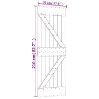 Produktbild för Skjutdörr med beslag 70x210 cm massiv furu