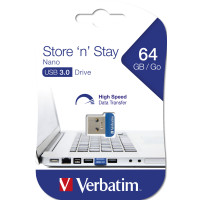 Miniatyr av produktbild för Verbatim Store 'n' Stay Nano USB-sticka 64 GB USB Type-A 3.2 Gen 1 (3.1 Gen 1) Blå
