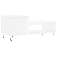 Produktbild för Soffbord vit högglans 100x50x45 cm konstruerat trä