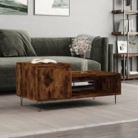 Produktbild för Soffbord rökfärgad ek 100x50x45 cm konstruerat trä