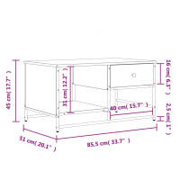 Produktbild för Soffbord grå sonoma 85,5x51x45 cm konstruerat trä