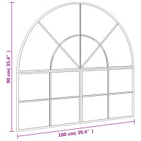 Produktbild för Väggspegel svart 100x90 cm bågformad järn