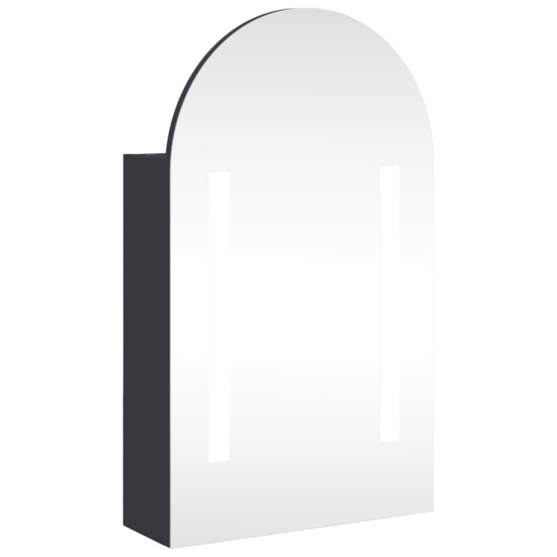 Produktbild för Spegelskåp och LED-lampa bågformad grå 42x13x70 cm