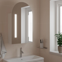 Miniatyr av produktbild för Spegelskåp och LED-lampa bågformad vit 42x13x70 cm