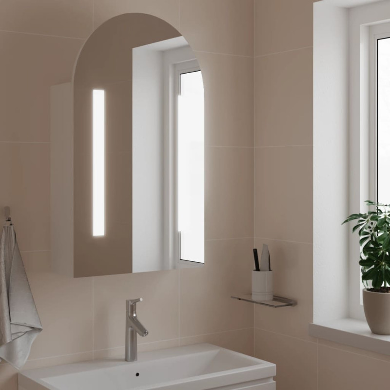 Produktbild för Spegelskåp och LED-lampa bågformad vit 42x13x70 cm