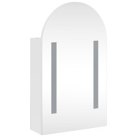 Miniatyr av produktbild för Spegelskåp och LED-lampa bågformad vit 42x13x70 cm