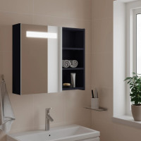 Miniatyr av produktbild för Spegelskåp och LED-lampa grå 60x13x52 cm