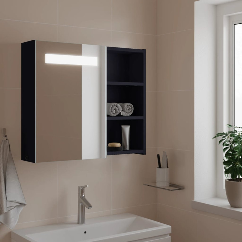 Produktbild för Spegelskåp och LED-lampa grå 60x13x52 cm
