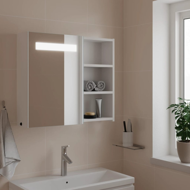 Produktbild för Spegelskåp och LED-lampa vit 60x13x52 cm