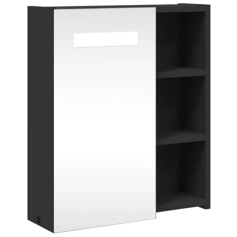 Produktbild för Spegelskåp och LED-lampa svart 45x13x52 cm
