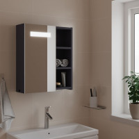 Miniatyr av produktbild för Spegelskåp och LED-lampa grå 45x13x52 cm