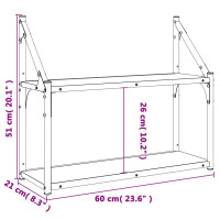 Produktbild för Vägghylla 2 hyllor sonoma-ek 60x21x51 cm konstruerat trä