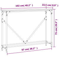 Produktbild för Avlastningsbord rökfärgad ek 102x22,5x75 cm konstruerat trä