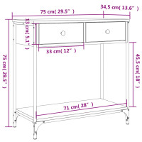Produktbild för Avlastningsbord sonoma-ek 75x34,5x75 cm konstruerat trä