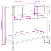 Produktbild för Avlastningsbord rökfärgad ek 75x34,5x75 cm konstruerat trä