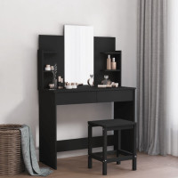 Produktbild för Sminkbord med spegel svart 96x39x142 cm