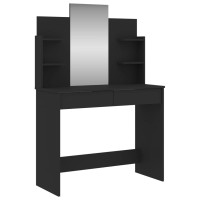 Produktbild för Sminkbord med spegel svart 96x39x142 cm