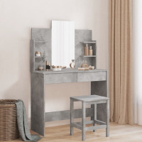 Produktbild för Sminkbord med spegel betonggrå 96x39x142 cm
