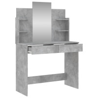 Produktbild för Sminkbord med spegel betonggrå 96x39x142 cm