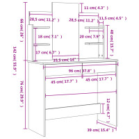 Produktbild för Sminkbord med spegel vit högglans 96x39x142 cm