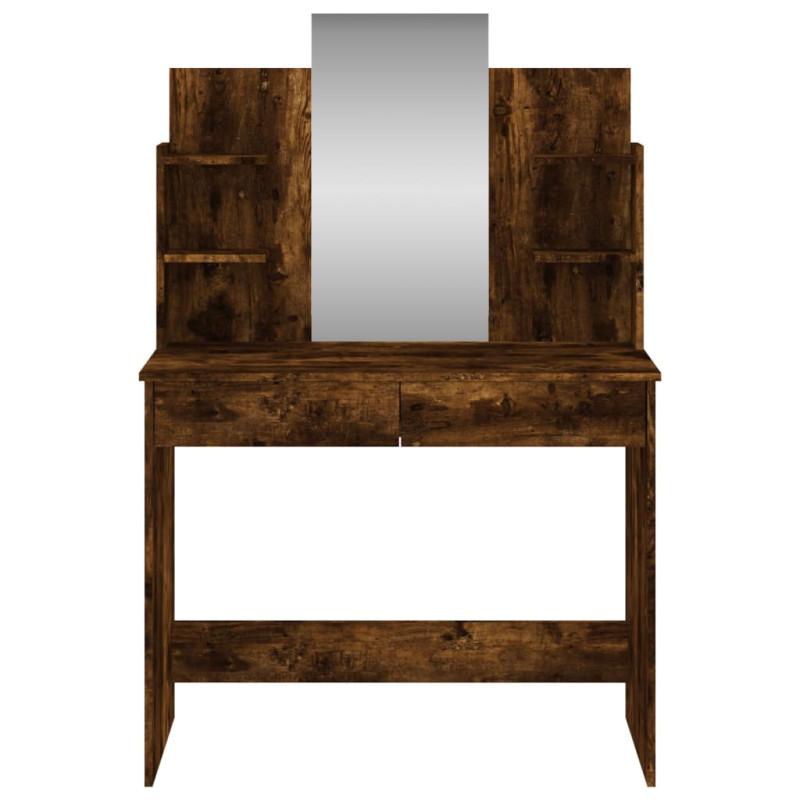 Produktbild för Sminkbord med spegel rökfärgad ek 96x39x142 cm