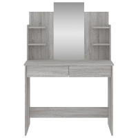Miniatyr av produktbild för Sminkbord med spegel grå sonoma 96x39x142 cm