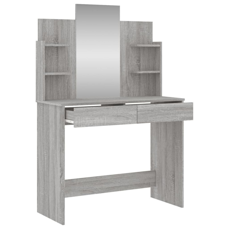 Produktbild för Sminkbord med spegel grå sonoma 96x39x142 cm