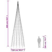 Produktbild för Julbelysning till flaggstång 3000 LEDs färgglad 800 cm