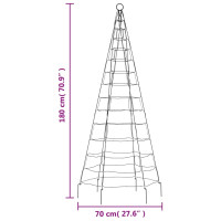 Produktbild för Julbelysning till flaggstång 200 LEDs färgglad 180 cm