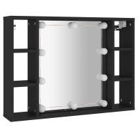 Miniatyr av produktbild för Spegelskåp med LED svart 76x15x55 cm
