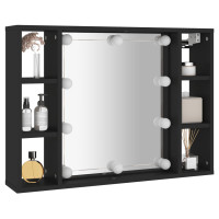 Miniatyr av produktbild för Spegelskåp med LED svart 76x15x55 cm