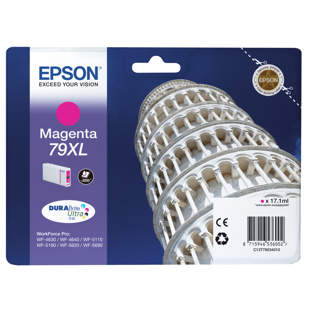 Produktbild för Epson Tower of Pisa Singlepack Magenta 79XL DURABrite Ultra Ink