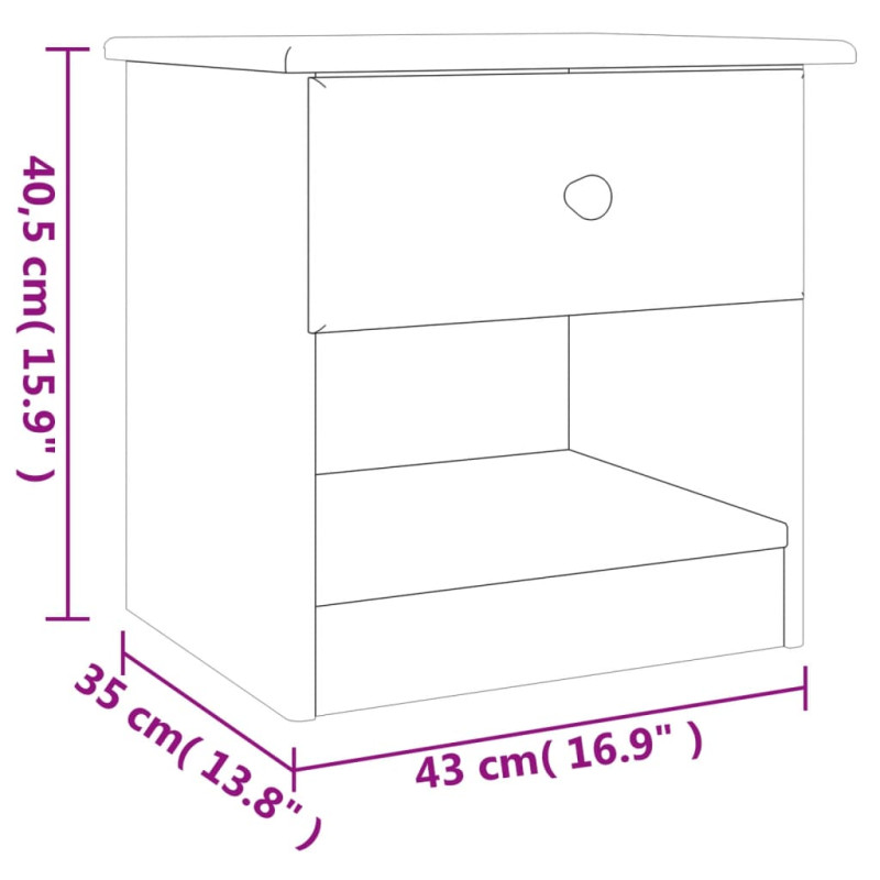 Produktbild för Sängbord ALTA 41x35x41 cm massiv furu
