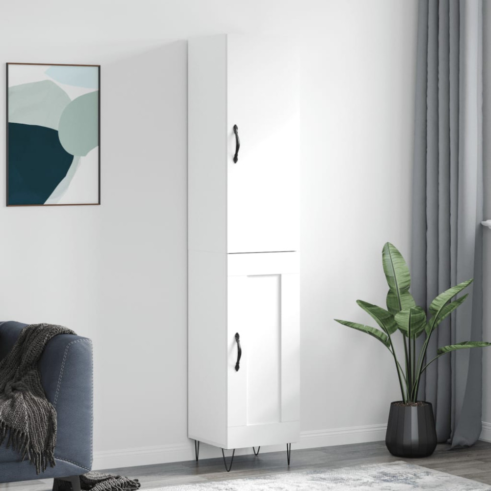 Produktbild för Högskåp vit 34,5x34x180 cm konstruerat trä
