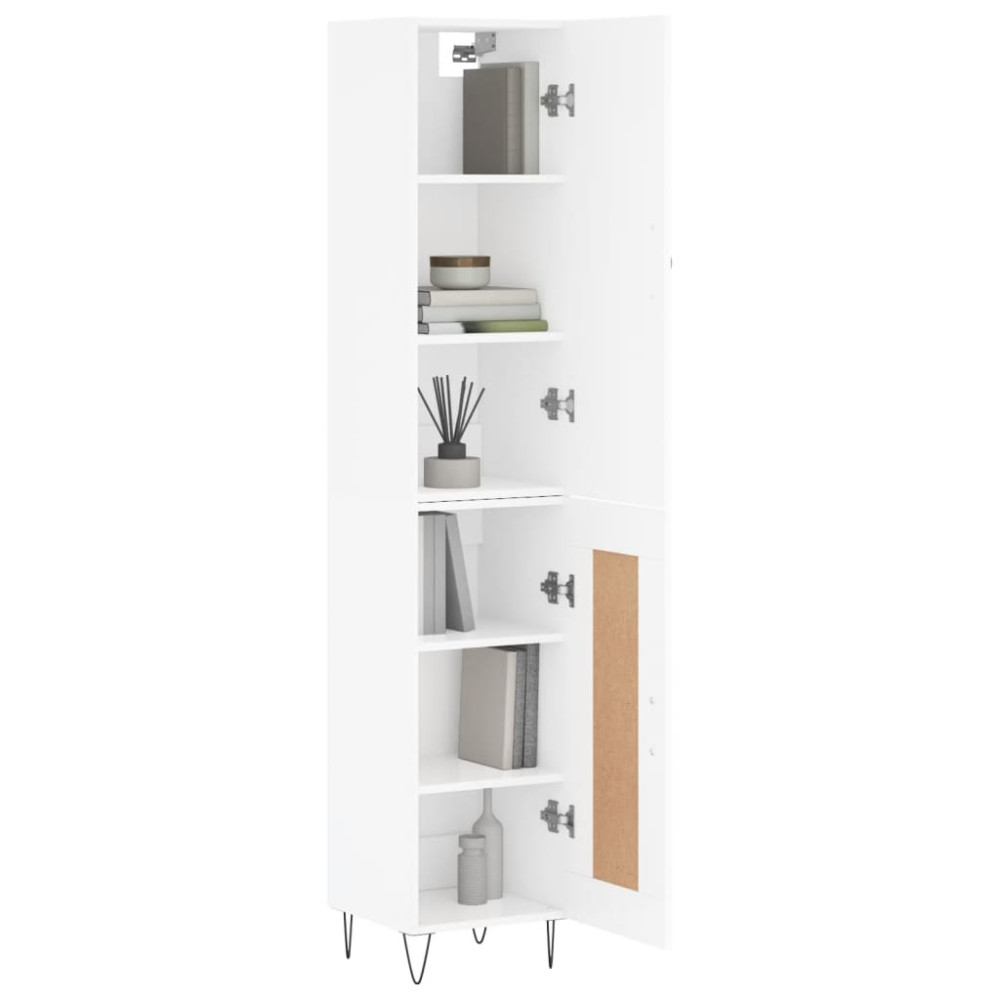 Produktbild för Högskåp vit 34,5x34x180 cm konstruerat trä