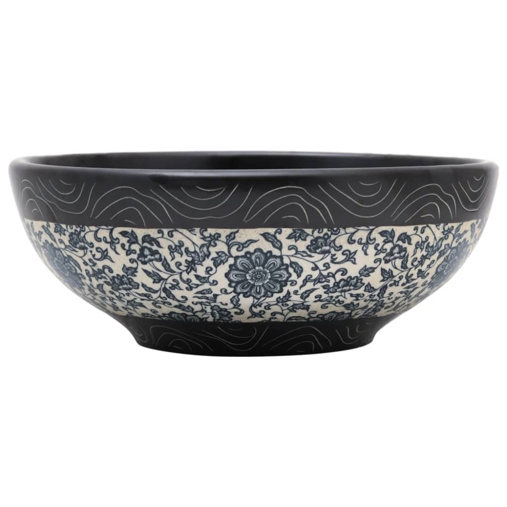 Produktbild för Handfat svart och blå rund Φ41x14 cm keramik