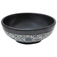 Produktbild för Handfat svart och blå rund Φ41x14 cm keramik