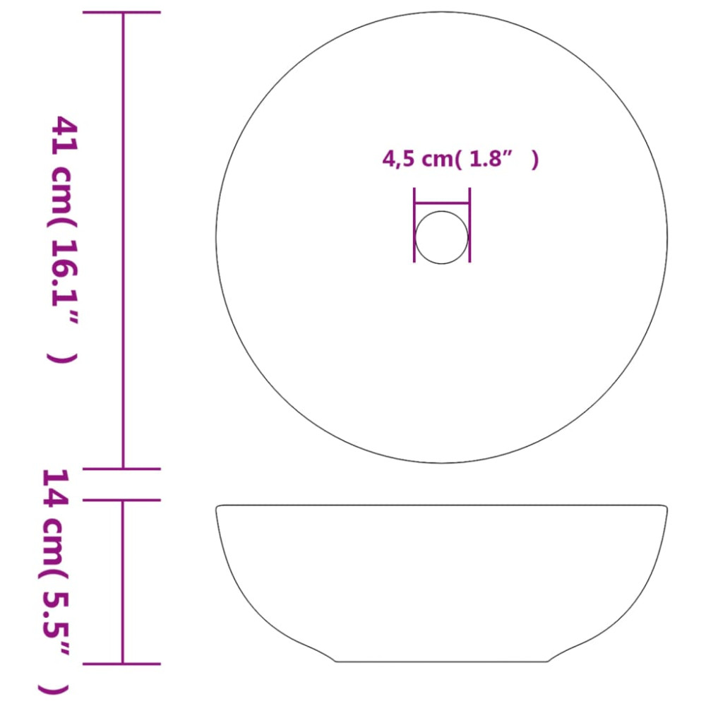 Produktbild för Handfat svart och blå rund Φ41x14 cm keramik