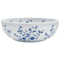 Produktbild för Handfat vit och blå rund Φ41x14 cm keramik