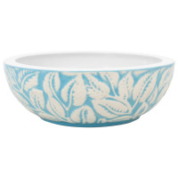 Produktbild för Handfat vit och blå rund Φ41x14 cm keramik