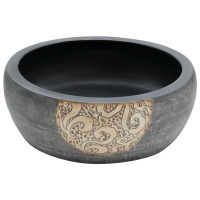 Produktbild för Handfat svart och brun rund Φ41x14 cm keramik